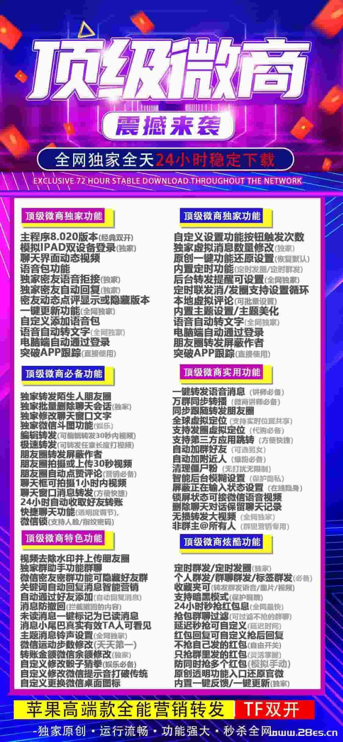 【顶级微商官网下载更新地址激活授权码卡密购买】苹果ios微信双开分身一键转发图文大视频营销工具兼容最新苹果15系统支持万群直播密友隐藏语音转发位置模拟